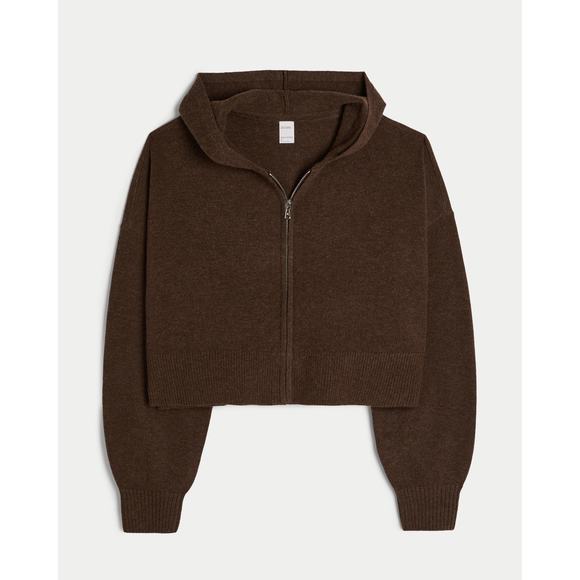 Gilly Hicks Sweaterknit Zipup Hoodie - S - Heather Espresso - Picture 1 of 3